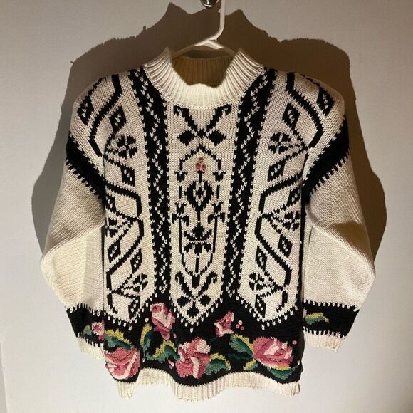 Rebecca Stone Vintage 80’s Knit Floral Sweater, Medium - Picture 7 of 14